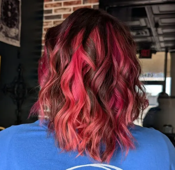red balayage bob